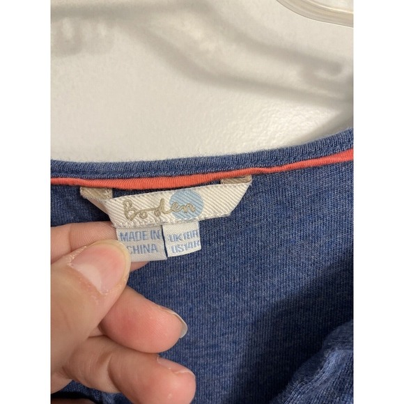 Boden Sz 14 R Blue Dress Linen Blend Women's Elastic Waist Tassels Short - Picture 2 of 10